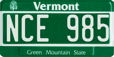 VT license plate NCE985
