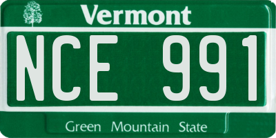 VT license plate NCE991