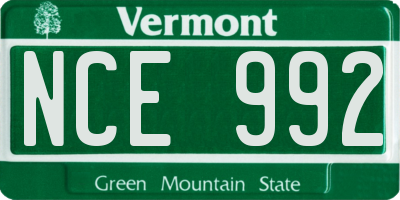 VT license plate NCE992