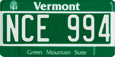 VT license plate NCE994