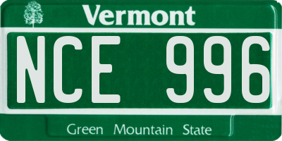VT license plate NCE996