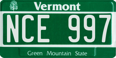 VT license plate NCE997
