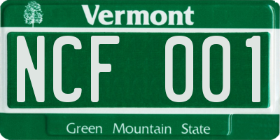VT license plate NCF001