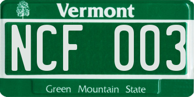 VT license plate NCF003