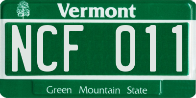 VT license plate NCF011