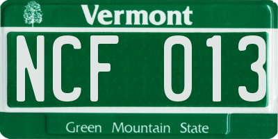 VT license plate NCF013