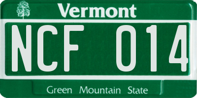 VT license plate NCF014