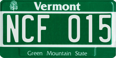 VT license plate NCF015