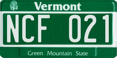 VT license plate NCF021