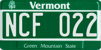 VT license plate NCF022