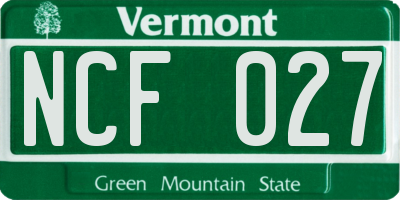 VT license plate NCF027