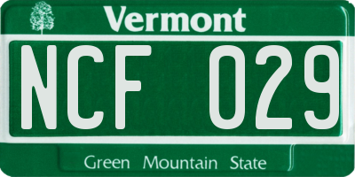 VT license plate NCF029