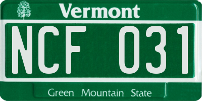 VT license plate NCF031