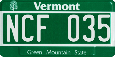 VT license plate NCF035
