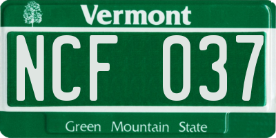 VT license plate NCF037