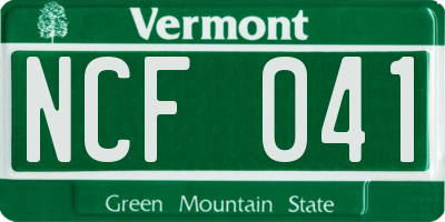 VT license plate NCF041