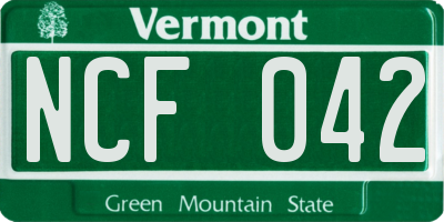 VT license plate NCF042
