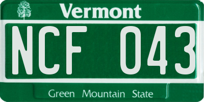 VT license plate NCF043