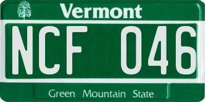 VT license plate NCF046