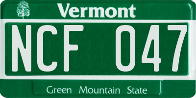 VT license plate NCF047