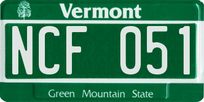 VT license plate NCF051