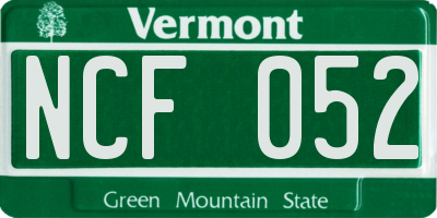 VT license plate NCF052