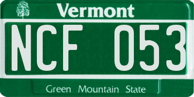 VT license plate NCF053