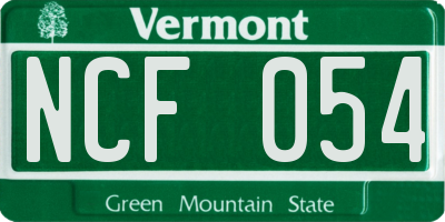 VT license plate NCF054