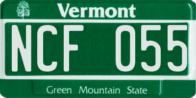 VT license plate NCF055
