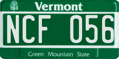 VT license plate NCF056