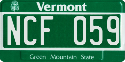 VT license plate NCF059