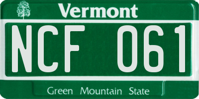 VT license plate NCF061