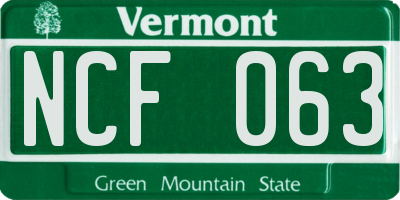 VT license plate NCF063