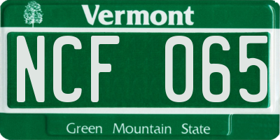 VT license plate NCF065