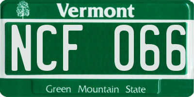 VT license plate NCF066