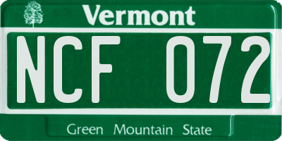 VT license plate NCF072