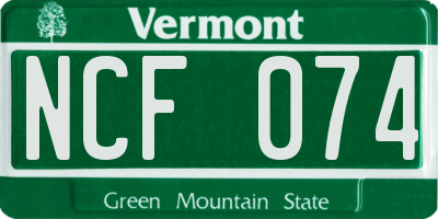 VT license plate NCF074