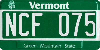 VT license plate NCF075