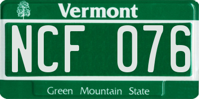 VT license plate NCF076