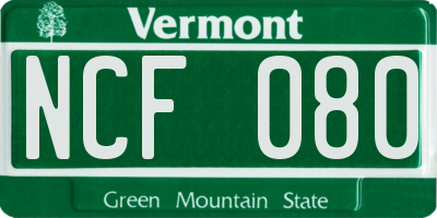VT license plate NCF080