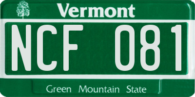 VT license plate NCF081