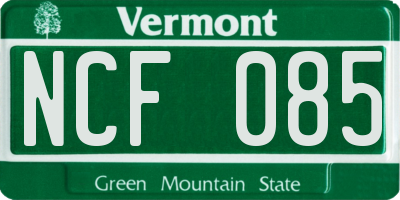 VT license plate NCF085