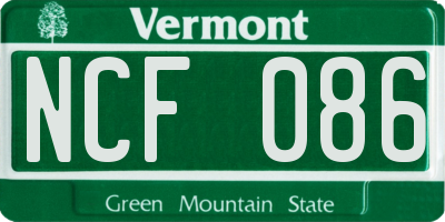 VT license plate NCF086