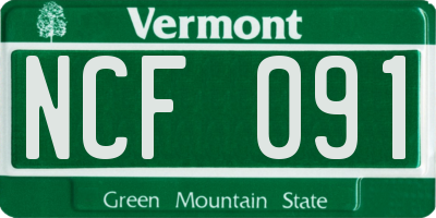 VT license plate NCF091