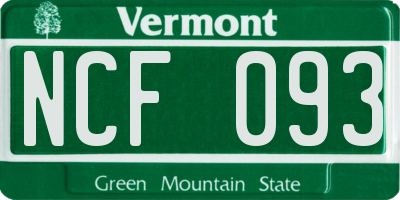 VT license plate NCF093