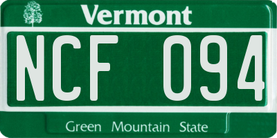 VT license plate NCF094