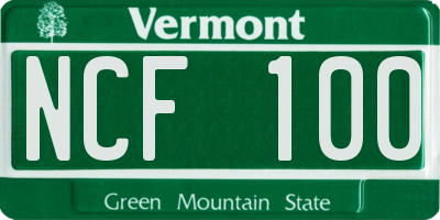 VT license plate NCF100
