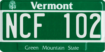 VT license plate NCF102