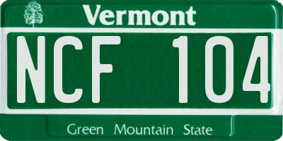 VT license plate NCF104