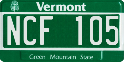 VT license plate NCF105